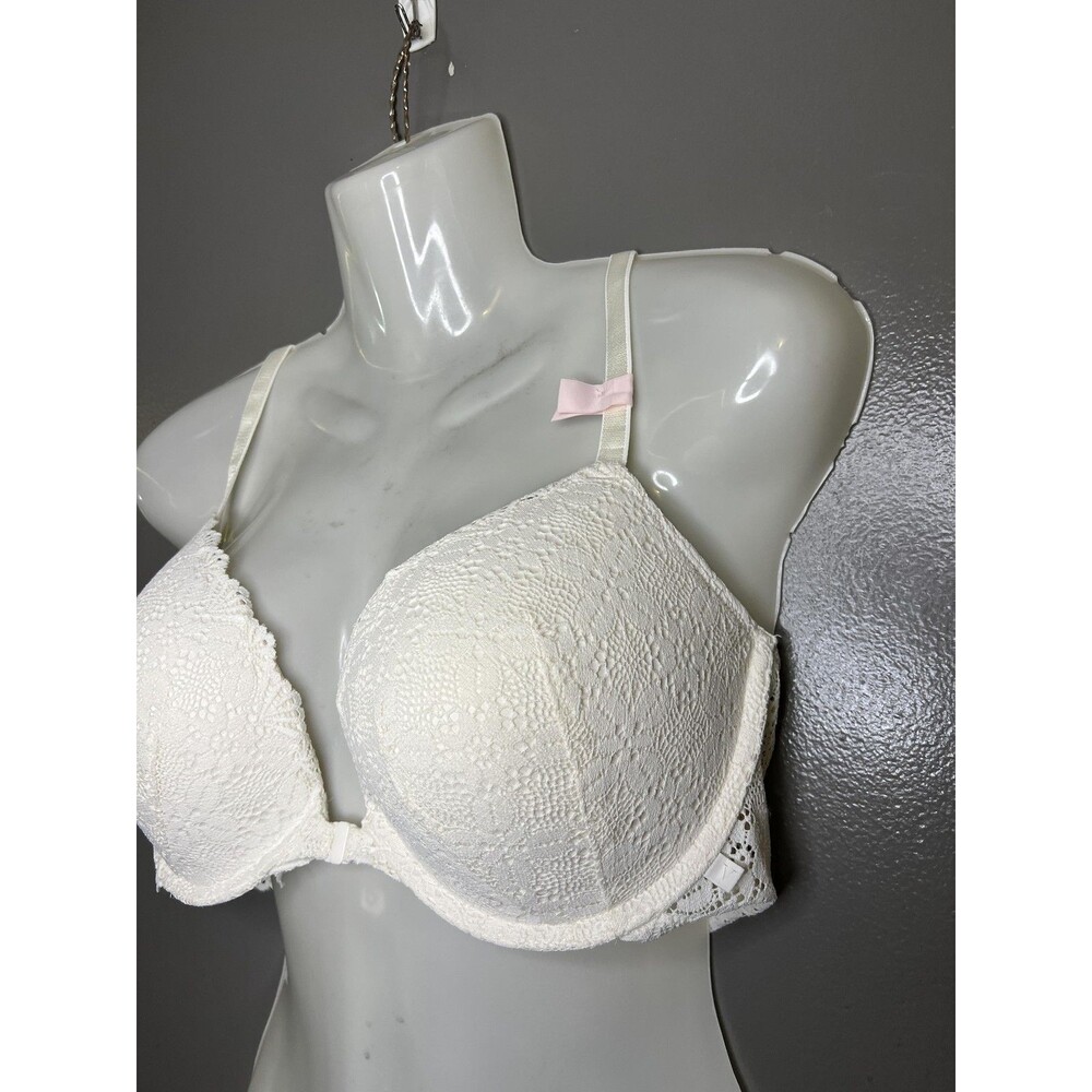Victoria's Secret Bra Womens 38C White Lace Push Up Front Closure Crossback - Picture 3 of 10